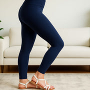 Einfarbige marineblaue Damen-Leggings mit hohem Bund