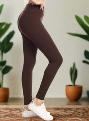 Weiche braune Damen-Leggings mit hohem Bund