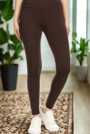 Weiche braune Damen-Leggings mit hohem Bund – Ansicht 2