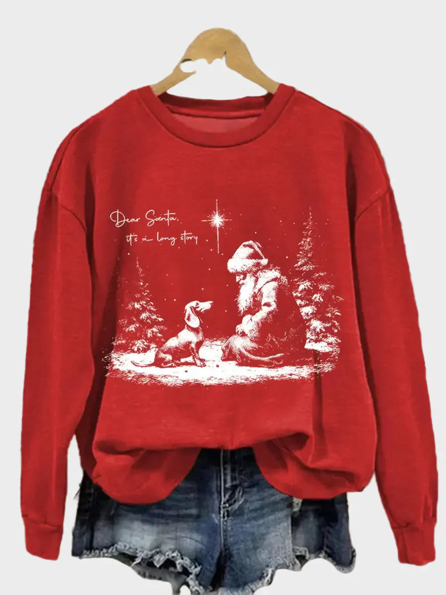 Zinia – Weihnachtliches Damen-Sweatshirt mit Dackelmotiv – Ansicht 3