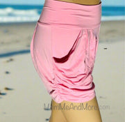 Pinke Damen-Gymnastikshorts mit Kordelzug – Ansicht 2